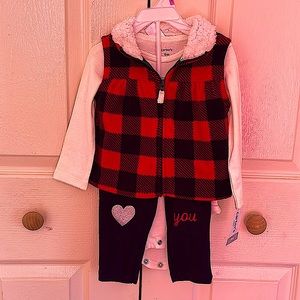 Carters 9 months 3 Piece Holiday Christmas Winter Vest Set NWT